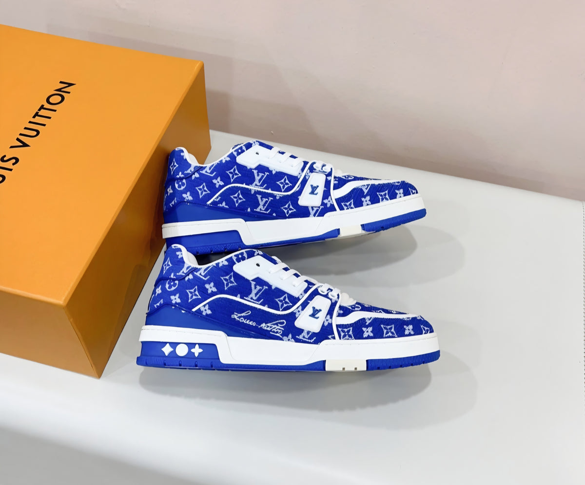 LV Blue monogram textile trainer